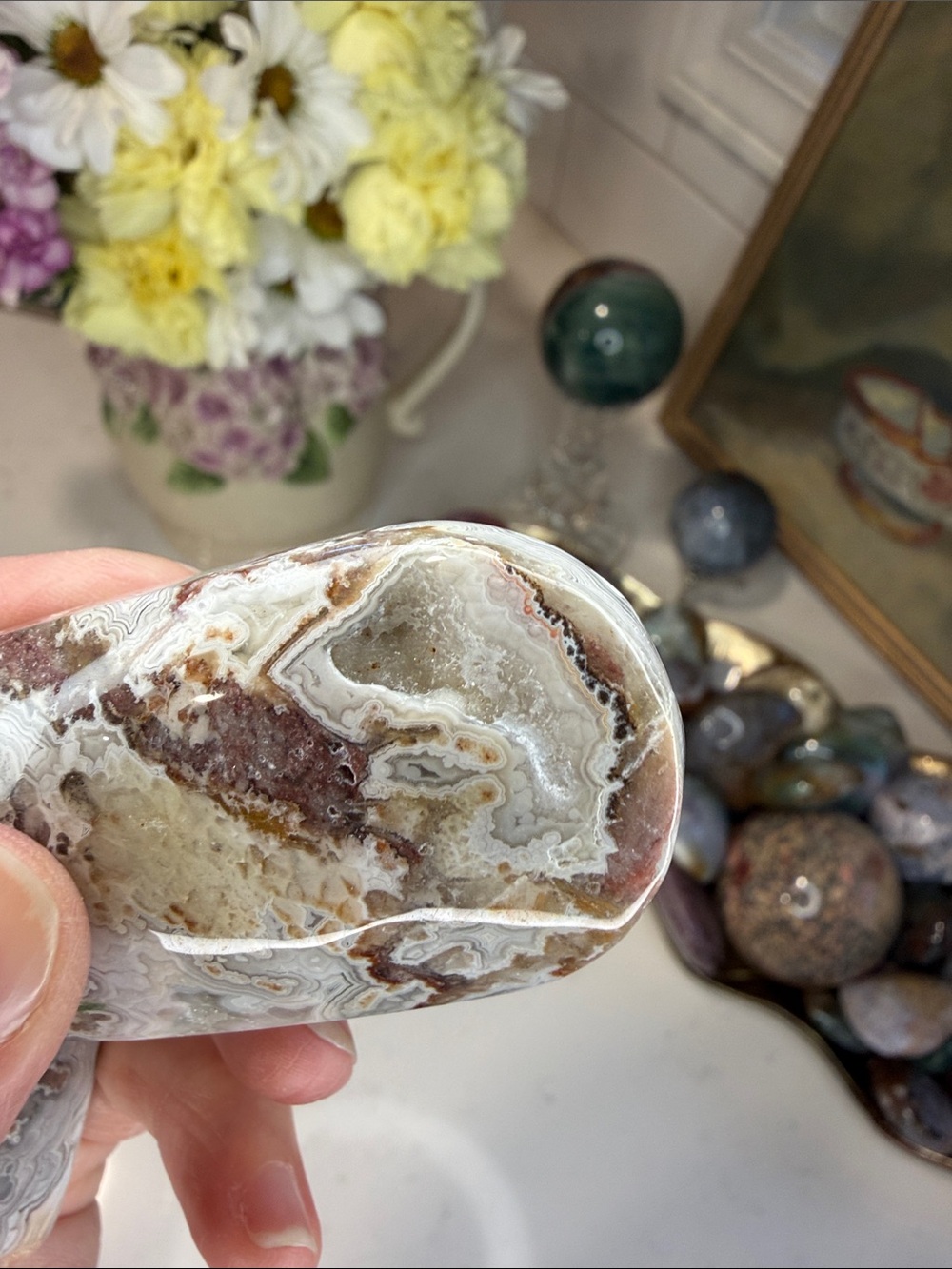 Mexican Crazy Lace Agate Heart & Palm Set: C1012 - Picture 3 of 8